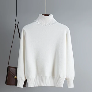 Plus velvet thick long  knitted sweaters women Pure color Slim fashion pullover turtleneck sweaters