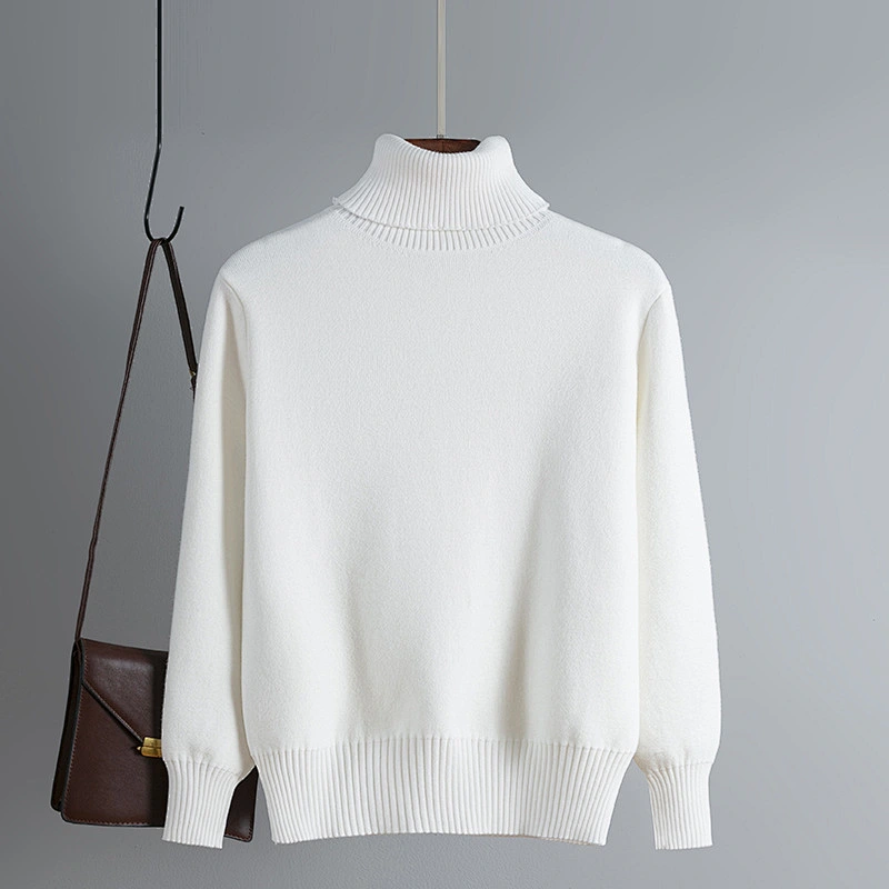 Plus velvet thick long  knitted sweaters women Pure color Slim fashion pullover turtleneck sweaters