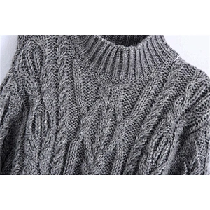 Asymmetric Cropped Cable-knit custom turtleneck crop top sweater woman warm Knitted sweater