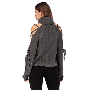 Autumn turtleneck pullover lady sexy strapless knit women sweaters