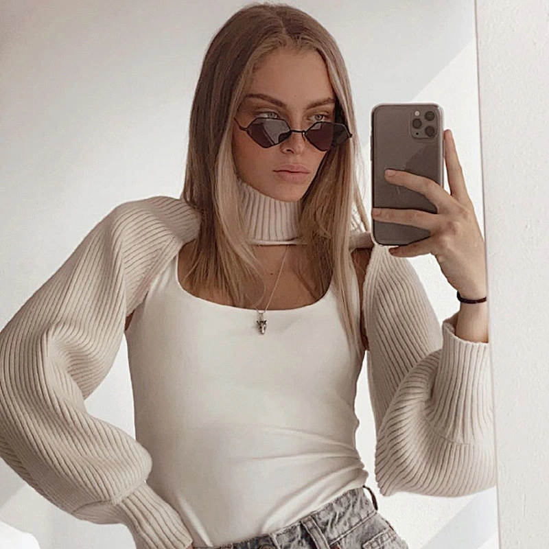 New short high neck knitwear blouse korean pink outer women sweaters