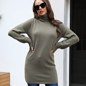 winter turtleneck casual knitwear fashion ladies classy sexy sweater dress for women