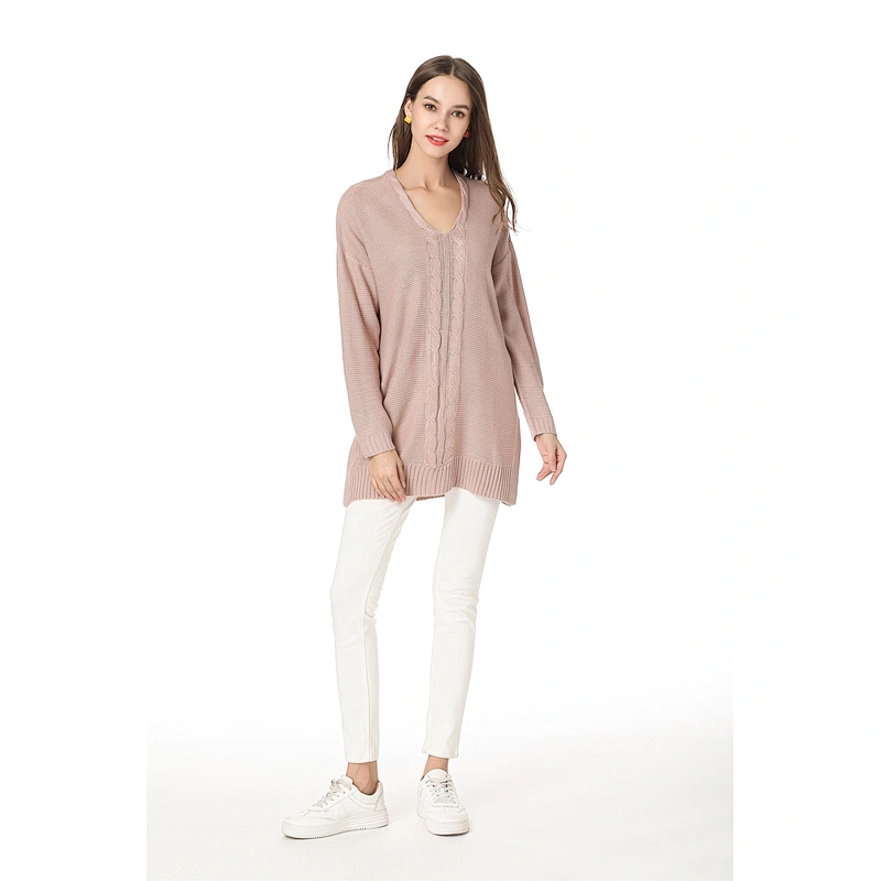 V-neck mid-length knitwear over size clothing women pullover sweater