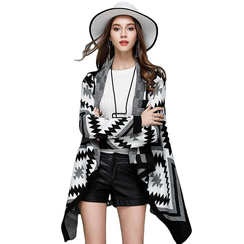 Autumn new women knitwear cardigan irregular mid-length fashion sweaters coat