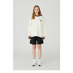 Unisex high collar oversize knitted sweater with logo custom embroidery men korean loose knitted sweater