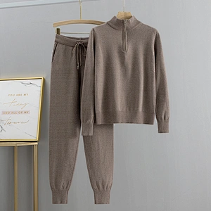 Knitted Costume  sweater pants set women Sportswear  Casual Outfits Jogger Two Piece fall sweater set
