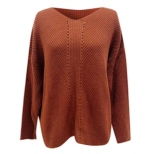 Large size V-neck pullover women clothes fashion leisure  loose knitted sweater