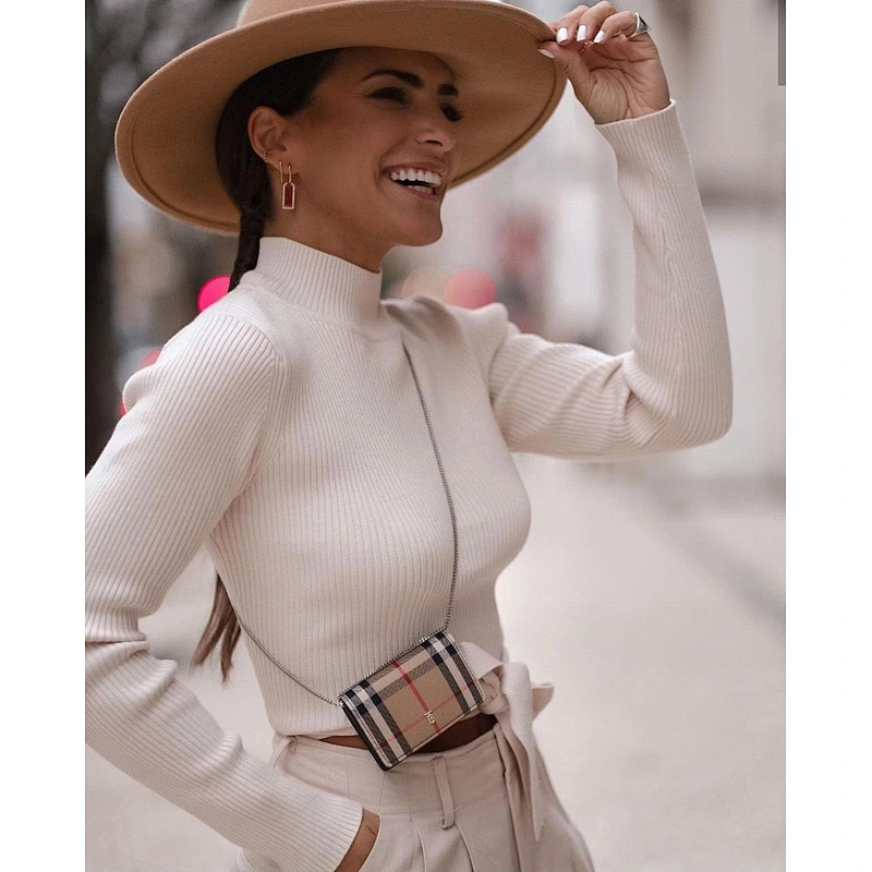 Winter fashion ladies long sleeve backless sweater knitting crop tops knitted sweater for women