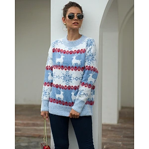 Christmas women fall winter snowflake fawn girl pullover sweaters