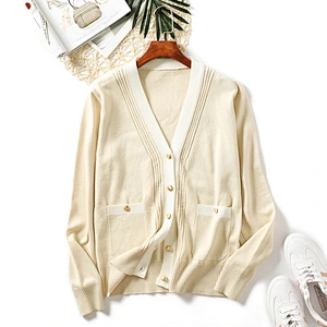 Casual knitted cardigan women's V-neck coatigan boxy slouchy oversized sweater