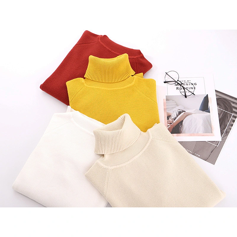 Fall clothing for women pullover knit sweater top for ladies Turtleneck black sweater women