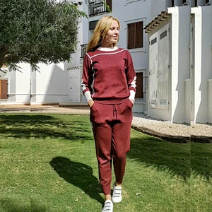 Long two piece sweater sets women clothing knit casual women two piece sweater set