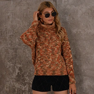 Colorful ladies jumper clothes long sleeve turtleneck knitted women pullover sweaters