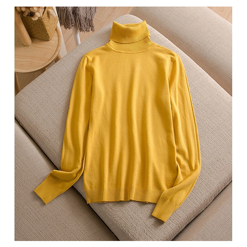 2020 New-Coming Autumn Winter Solid Turn-Down Collar Pullovers Female Thick Turtleneck Knitted High Street Women Sweater