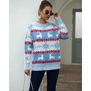Christmas women fall winter snowflake fawn girl pullover sweaters