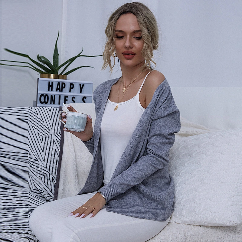 Women's autumn clothing new V-neck solid color short girl ladies knit cardigan sweaters
