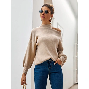 Women 2020 winter new lazy style asymmetrical girl strapless pullover sweaters