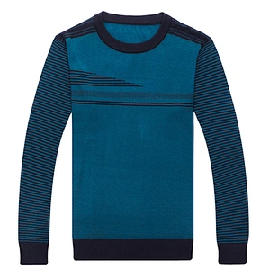 Men Fashion Striped Casual Sweater Autumn Winter Cotton Knitwear O Neck Pullover Shirt Men Thin basic sweater for men