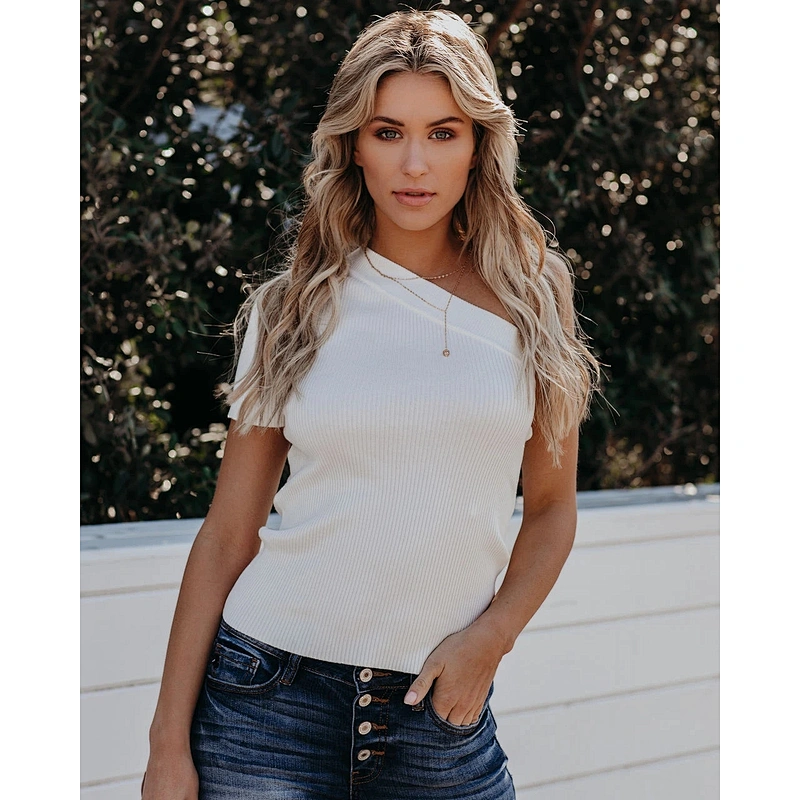 Women summer clothes knitted T-shirt plus size top shirt summer casual apparel stock
