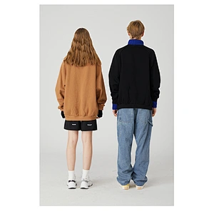 Wholesale custom high quality embroidered men turtleneck stock pullover women knitted oversized hoodie
