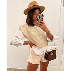 Autumn clothing for women cozy highneck sweater tops streetwear short sweater vest for women