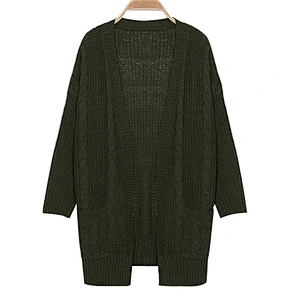 Women fashion clothes pure color twist pattern knit sweater women plus size coatigan