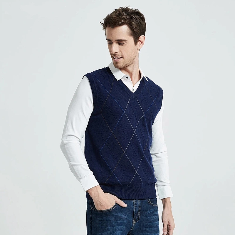 Casual Angola V Neck Sleeveless men sweater vest Men Clothes Autumn Winter Knitted men Cashmere Wool Vest Sweater