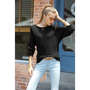 Loose long sleeve pullover top solid color fashion sweater autumn casual knitwear