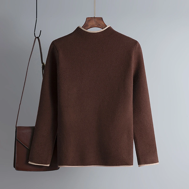 Winter new women's Korean sweater pullover knit sweater fluffy knitted crew neck solid color velvet thick basic sweater