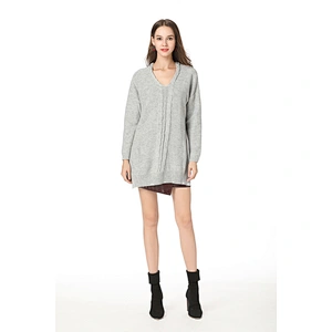 V-neck mid-length knitwear over size clothing women pullover sweater