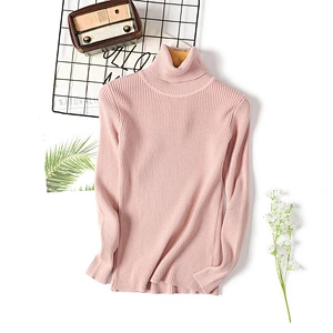 Turtleneck long-sleeve clothing slim solid color knitted women's sweaters