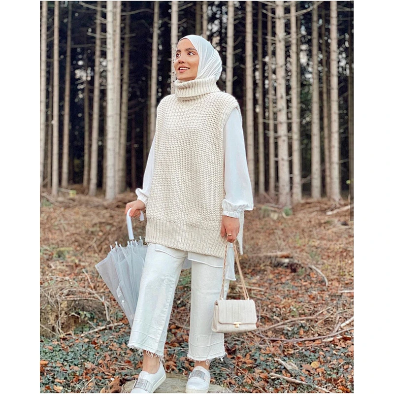Fashion cotton turtleneck knitting sweater vest jumpers for women long sweater dress winter custom