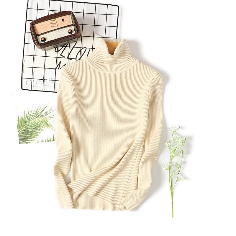 Turtleneck long-sleeve clothing slim solid color knitted women's sweaters