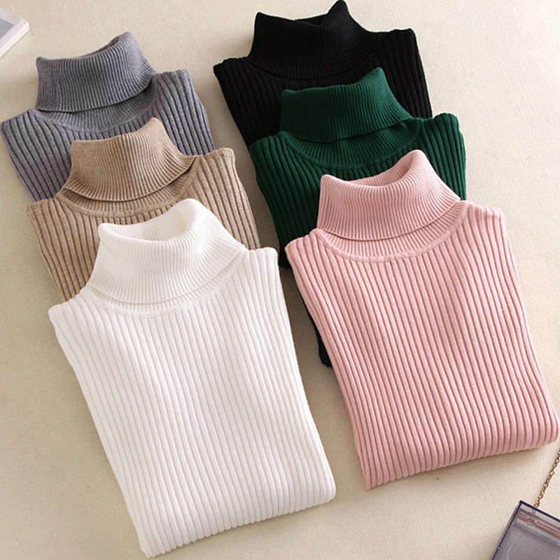 Knitting Sweater Jumper Turtleneck Tops Pullovers Casual Womens Long Sleeve Sweaters
