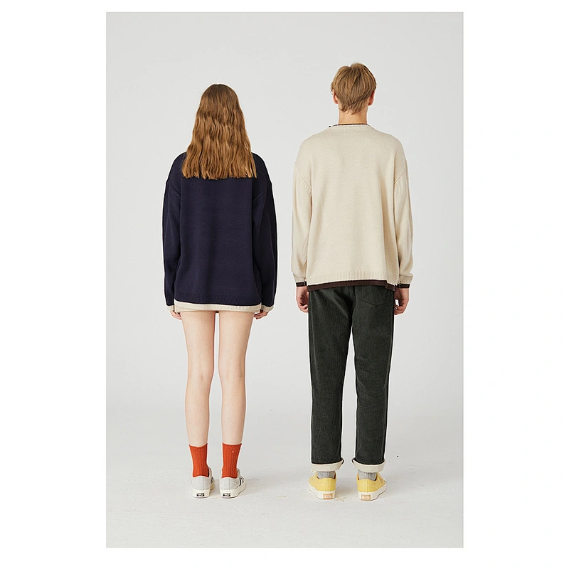 Couple clothing long sleeve casual high quality pullover sweaters for couples women and men intarsia sweater