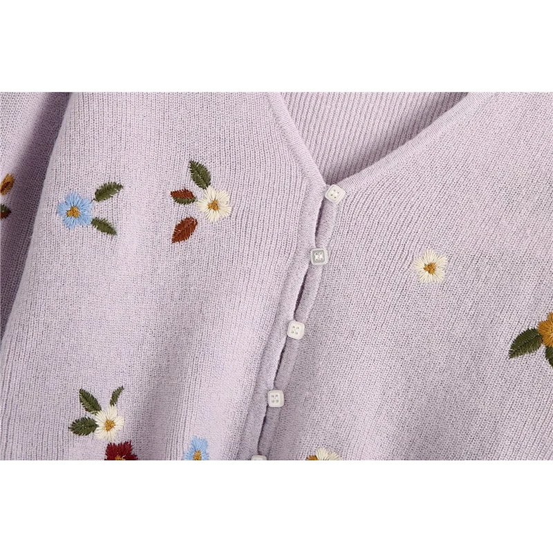 Autumn Retro Cardigan Solid Color Loose V-neck Knitted Cardigan Sweater Women's Jacket