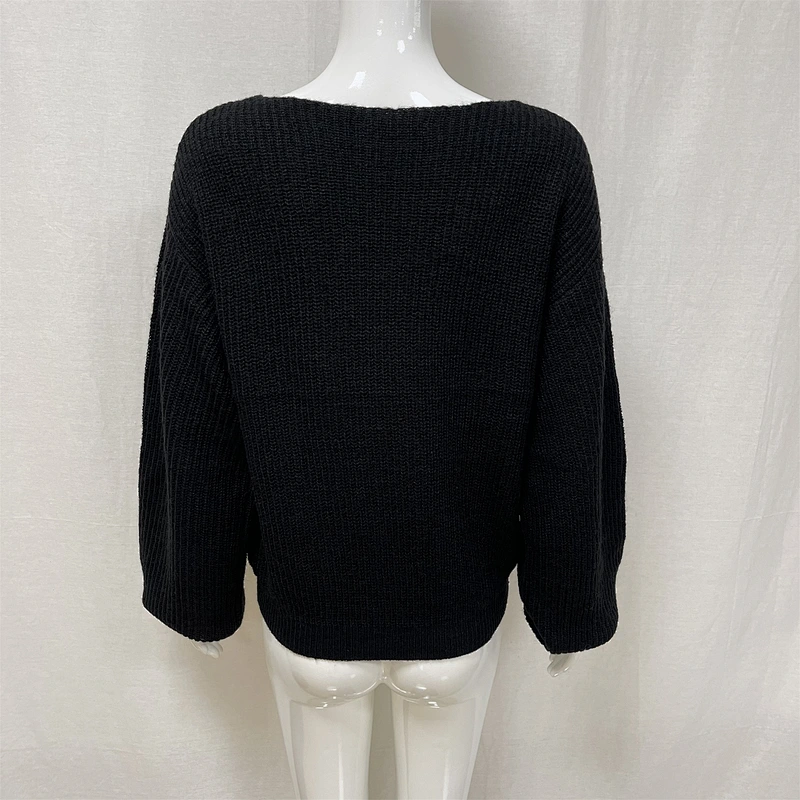 Sexy Women's V-neck Fall/Winter Loose Large Size Knitted Sweater