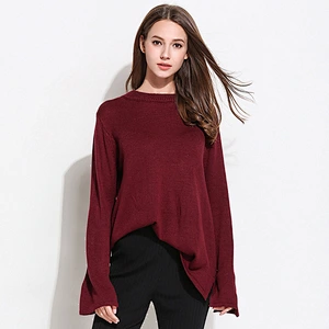 Round neck apparel pullover loose sweater women bow knot long sleeve knitwear