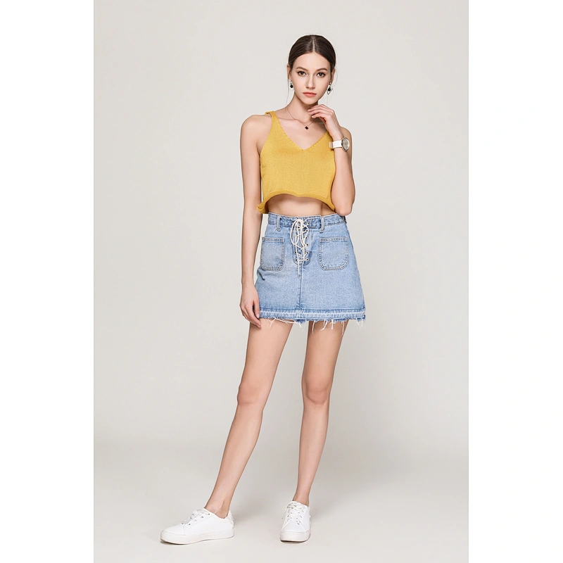 Summer clothing knitted vest Sexy ladies V-neck crop top casual knitted apparel women's tank tops