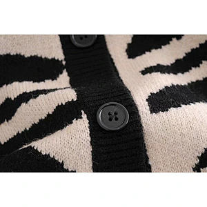 Zebra Print Ruffled Cropped knitted sweater cardigan custom women ladies girls knit sweaters