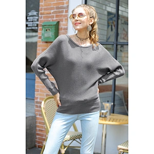 Loose long sleeve pullover top solid color fashion sweater autumn casual knitwear