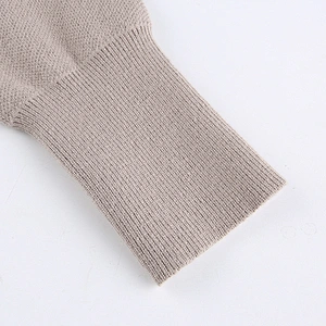 Loose thin long sleeve blouse rhombus autumn print brown chunky knit women's sweater