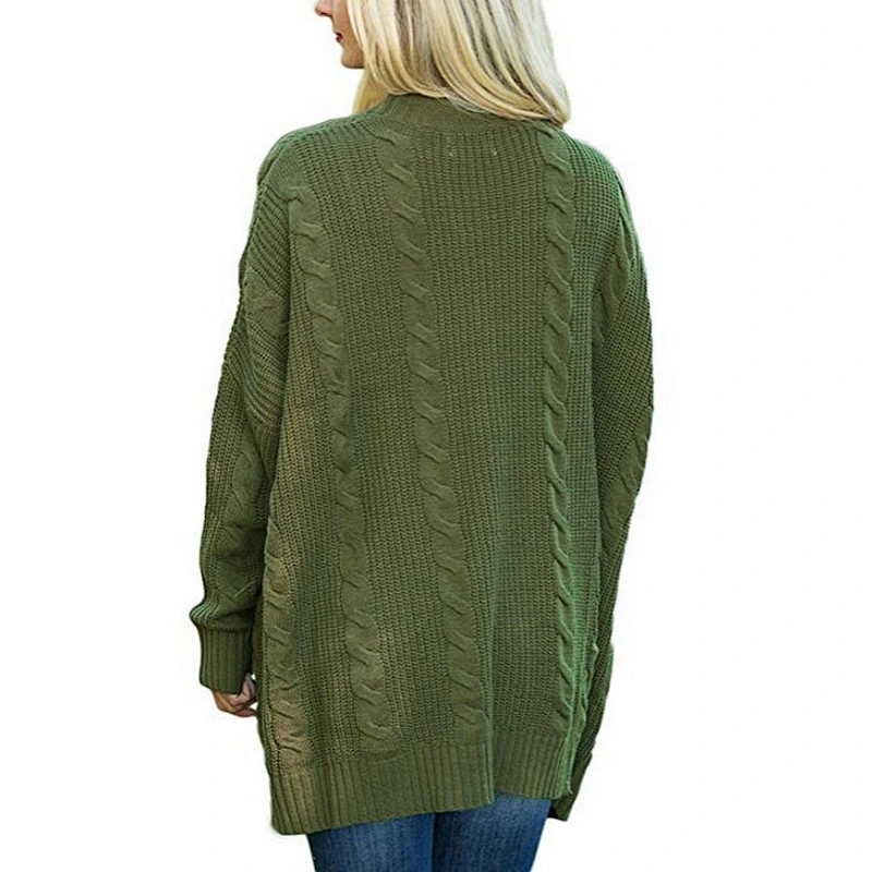 Women fashion clothes pure color twist pattern knit sweater women plus size coatigan