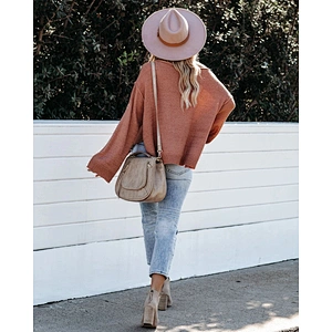 Fashion clothes round neck pocket loose casual women sweater
