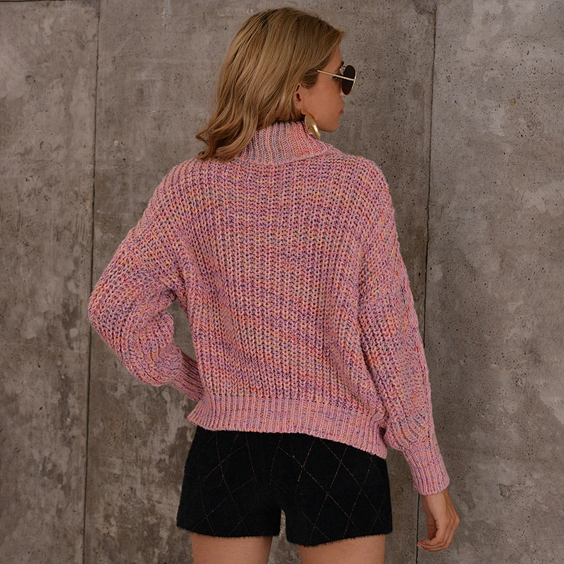Colorful ladies jumper clothes long sleeve turtleneck knitted women pullover sweaters