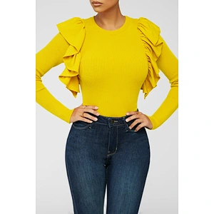 Autumn winter new ruffled sleeve clothes basic casual fashion women basic sweaters