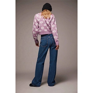 Purple women sweaters fashionable cardigans womens Floral Buttons cropped Knitted sweater