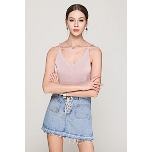 Summer clothing knitted vest Sexy ladies V-neck crop top casual knitted apparel women's tank tops