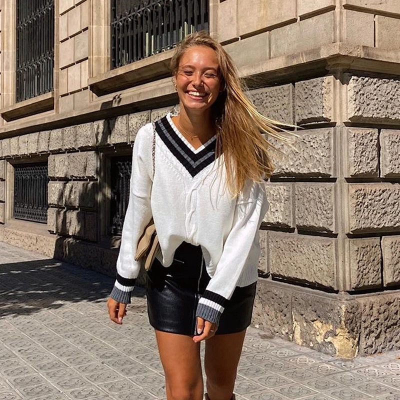 New oversized cotton off shoulder sweater women fall loose casual sweaters