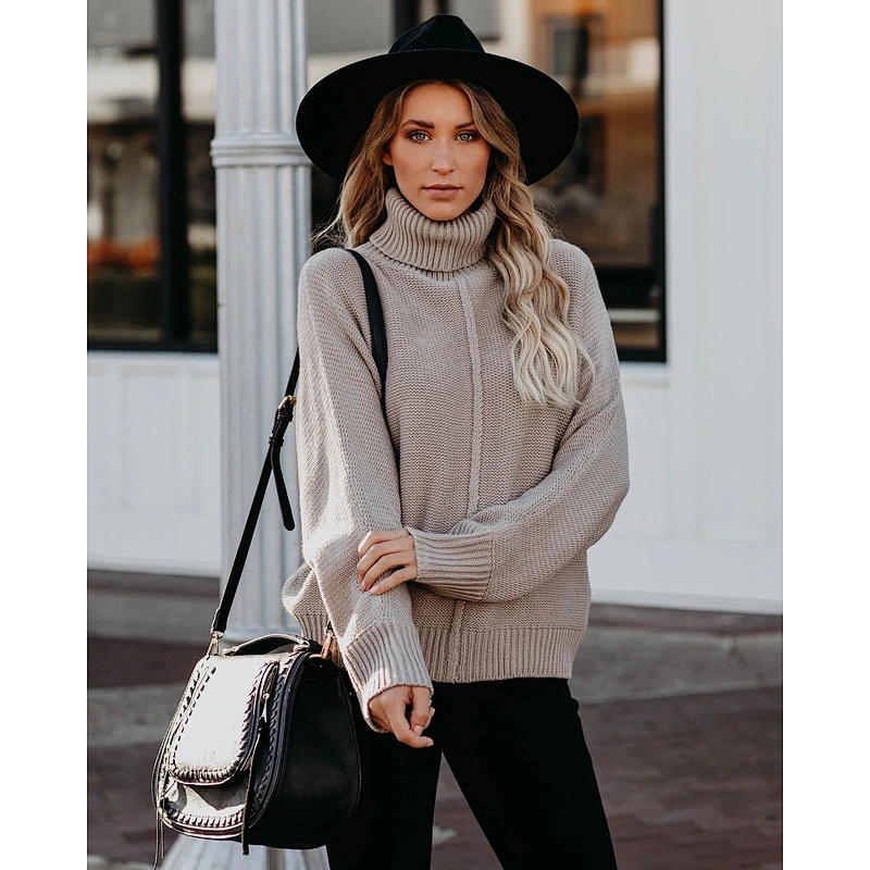 Turtleneck loose knitwear explosive style fashion women sweater clothes